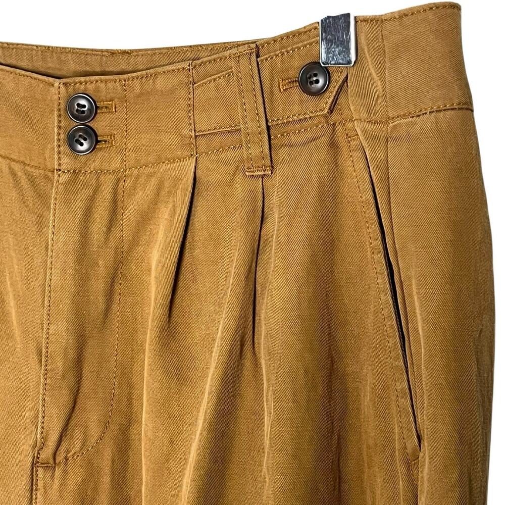 Madewell The Harlow Wide-Leg Pant 8 P Spiced Pleated Front Linen Blend Acorn Tan - Picture 6 of 15